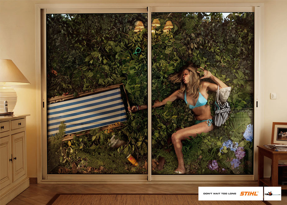 Publicité Stihl - N'attendez pas trop" - 2007 - Femme Transat