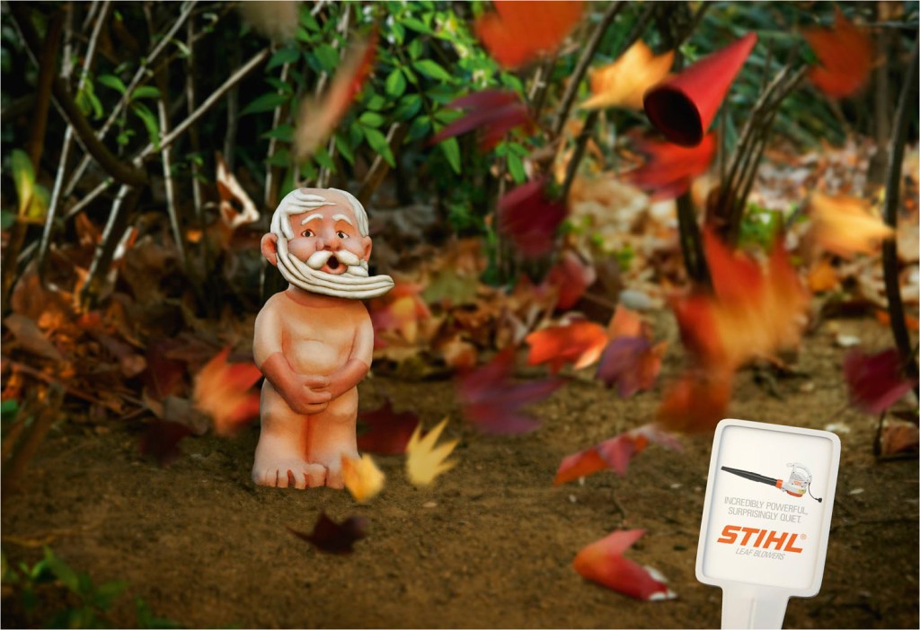 Publicité Stihl - Souffleur - Afrique du sud - Puissance incroyable, son surprenant - Nains de jardin