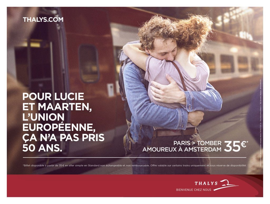 Publicité Thalys - Lucie et Maarten - L'Union Européenne ça n'a pas pris 50 ans