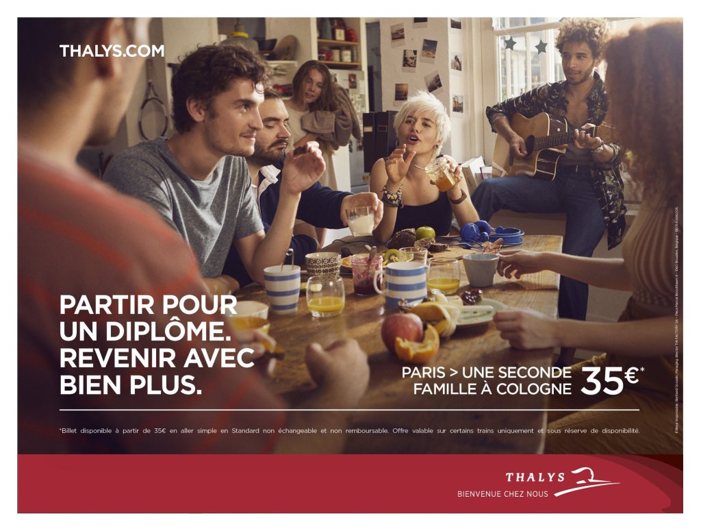 Publicité Thalys - Partir pour un diplôme, revenir avec bien plus