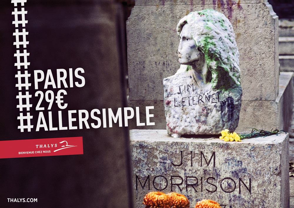 Publicité Thalys - Paris - Aller simple - 29 € - Jim Morrison