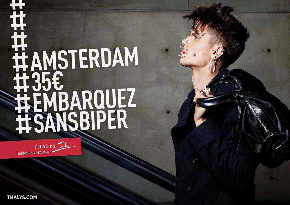 Publicité Thalys - Amsterdam - Embarquez sans biper - 35 €