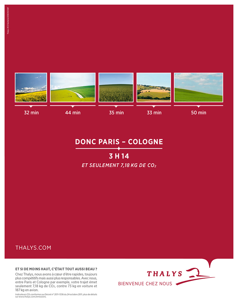 Publicité Thalys - Temps utile - Paris Cologne - Collines