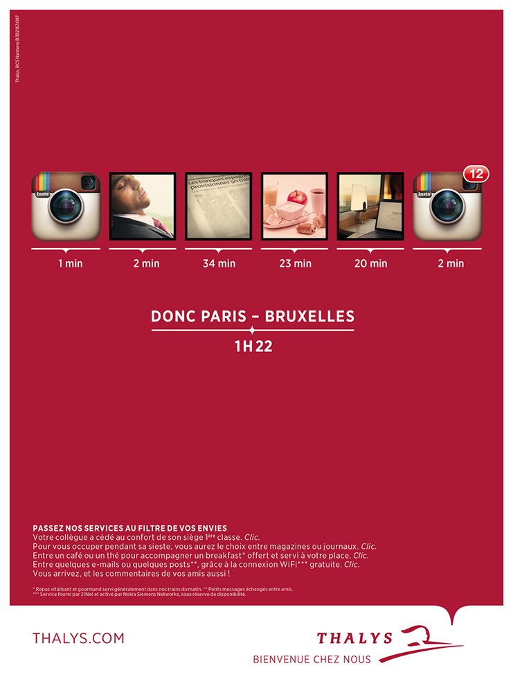 Publicité Thalys - Temps utile - Paris Bruxelles - Instagram