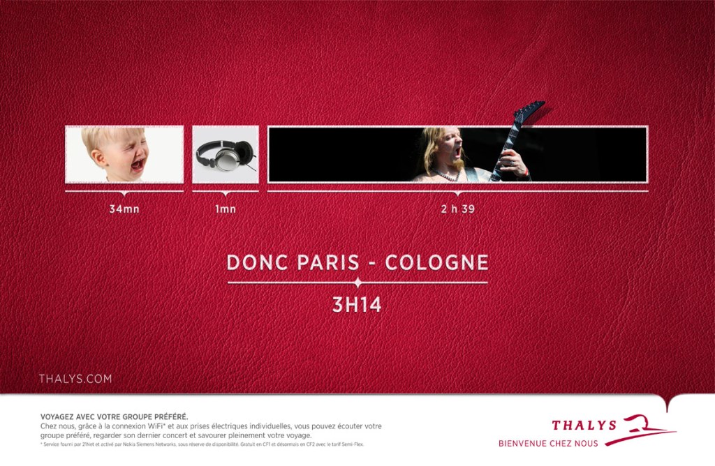 Publicité Thalys - Temps utile - Paris Cologne - Rock