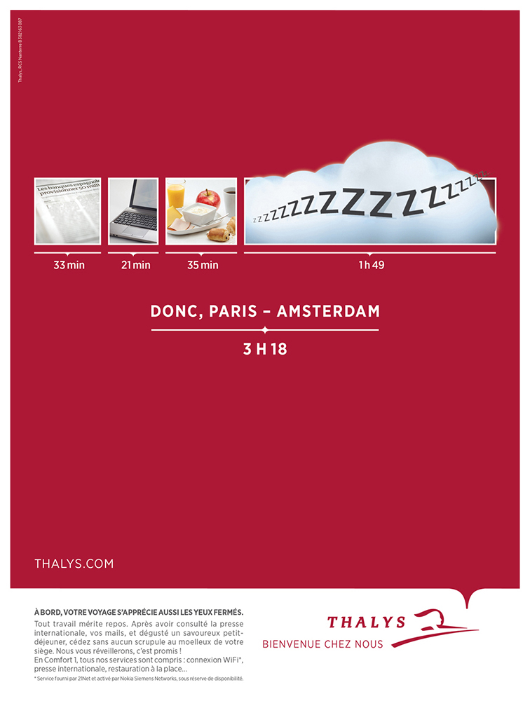 Publicité Thalys - Temps utile - Paris Amsterdam - zzzzzzzz