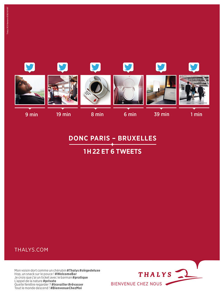 Publicité Thalys - Temps utile - Paris Bruxelles - Bourse - Voitures