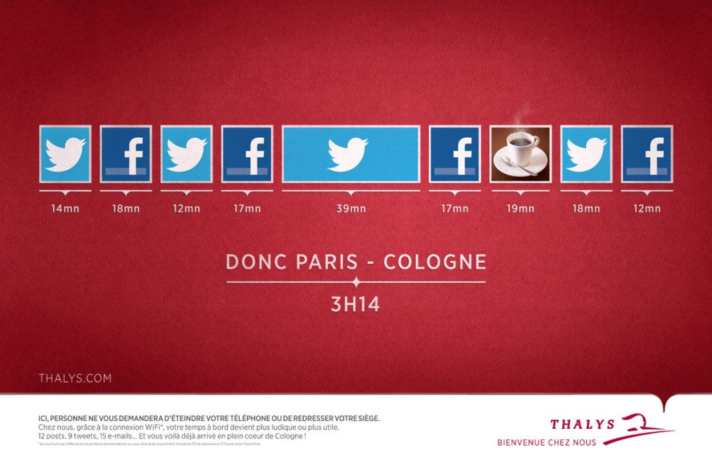 Publicité Thalys - Temps utile - Paris Cologne - Réseaux sociaux