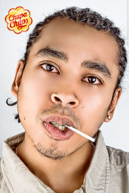 Publicité Chupa Chups - Campagne No Comment - Agence Multifake - Portrait - Jeune Homme Métis