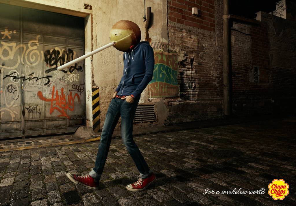 Publicité Chupa Chups - Pour un monde avec moins de fumeurs - Espagne - Homme - rue - 2011