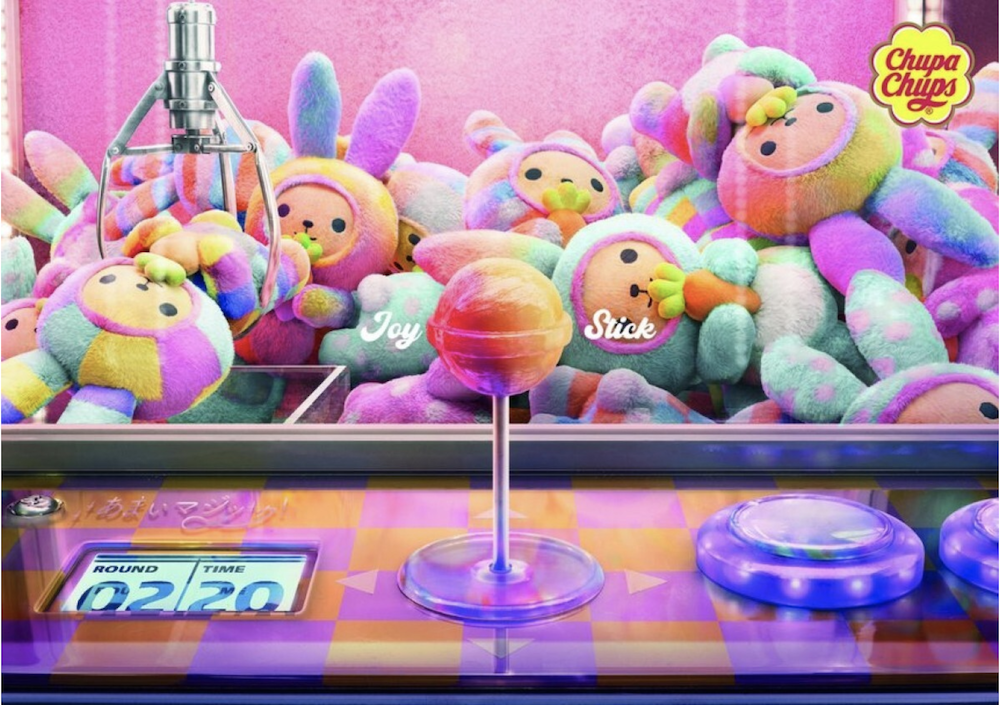 Publicité Chupa Chups - Joy Stick - Grue attrape-peluche - Hong Kong -2021