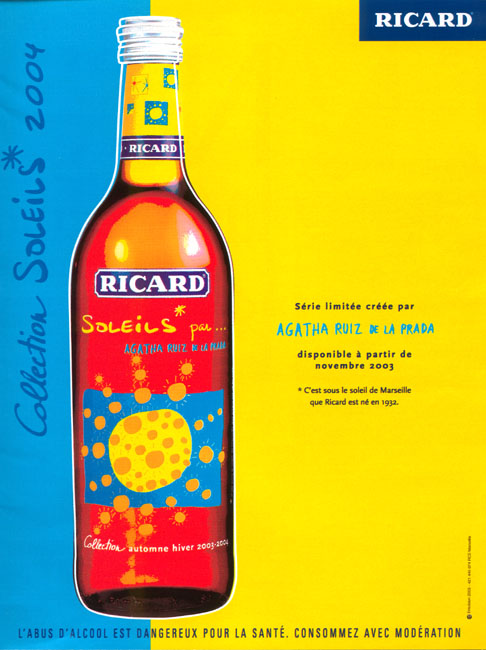 Publicité Ricard - Collection Soleils - 2004 - Série limitée Agatha Ruiz de la Prada