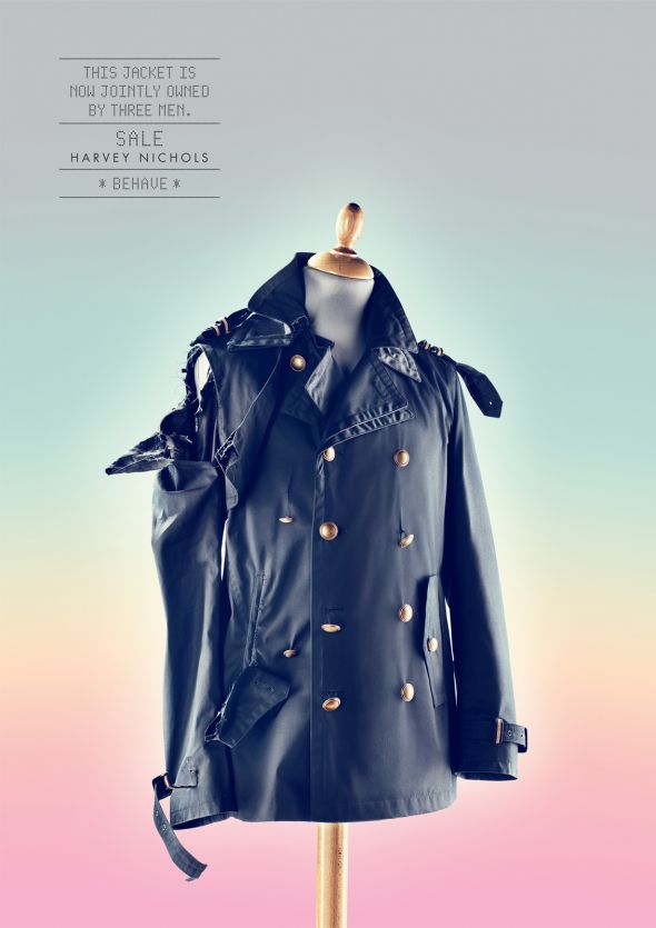 Publicité - Ads - Harvey Nichols - Vêtements abîmés - Veste cuir