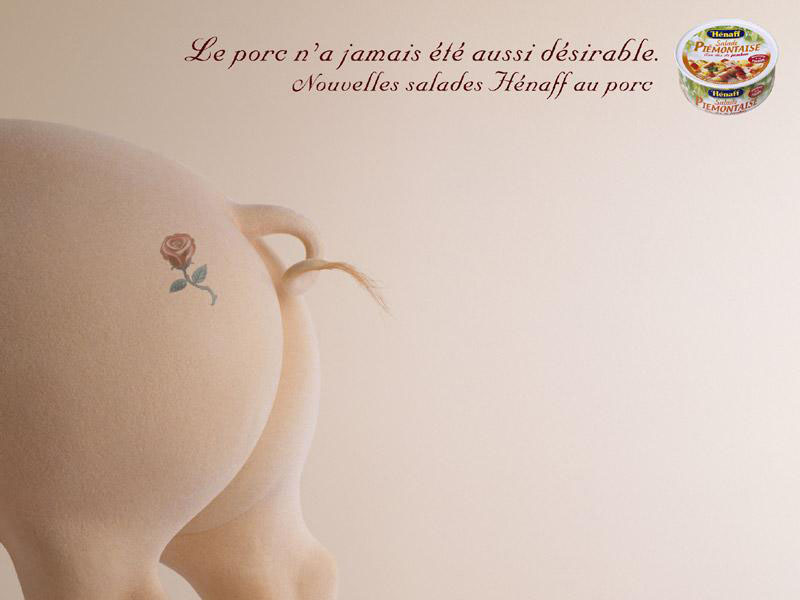 Publicité Hénaff - Le porc n'a jamais été aussi désirable - Nouvelles salades