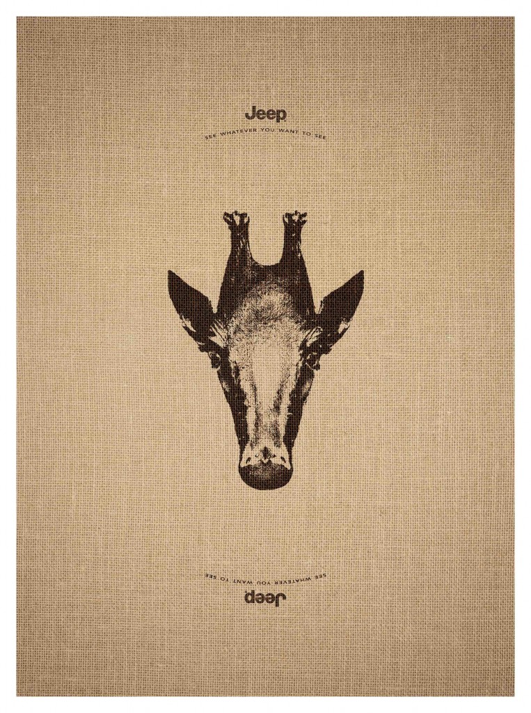 Publicité Jeep - A l'endroit, A l'envers - Animaux - Girafe