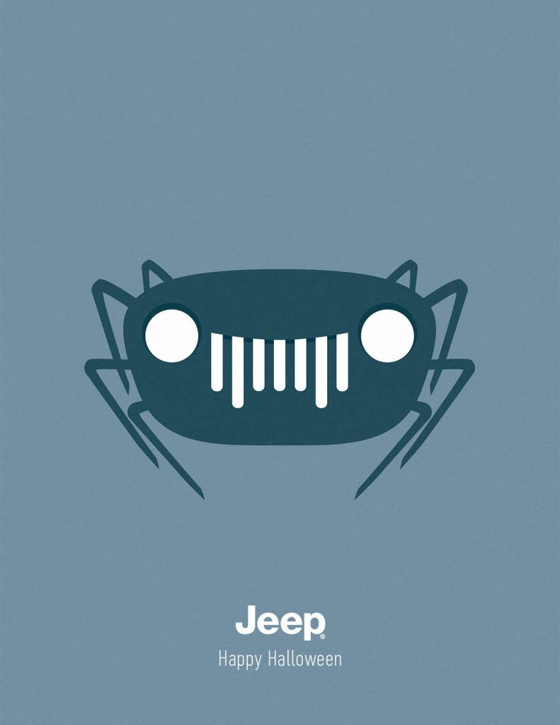 Publicité Jeep - Happy Halloween - Calandre - Araignée