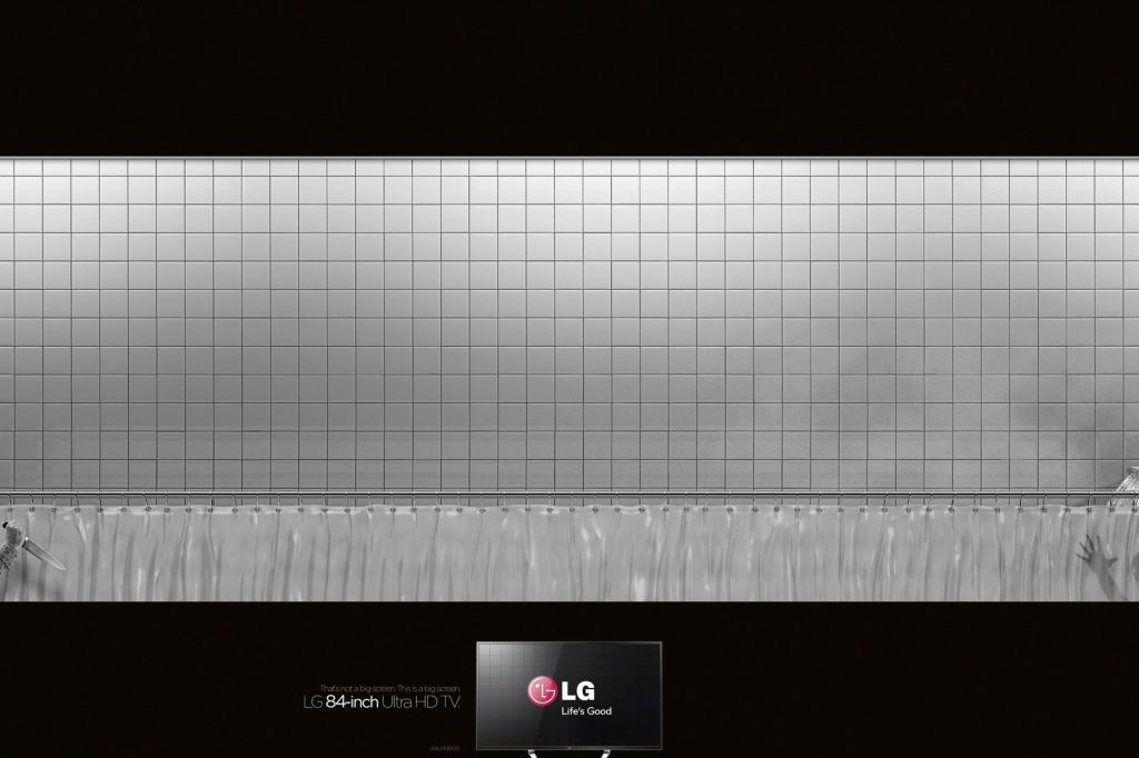 Publicité LG - TV Ultra HD - Références cinématographiques - Grand écran - Psycho