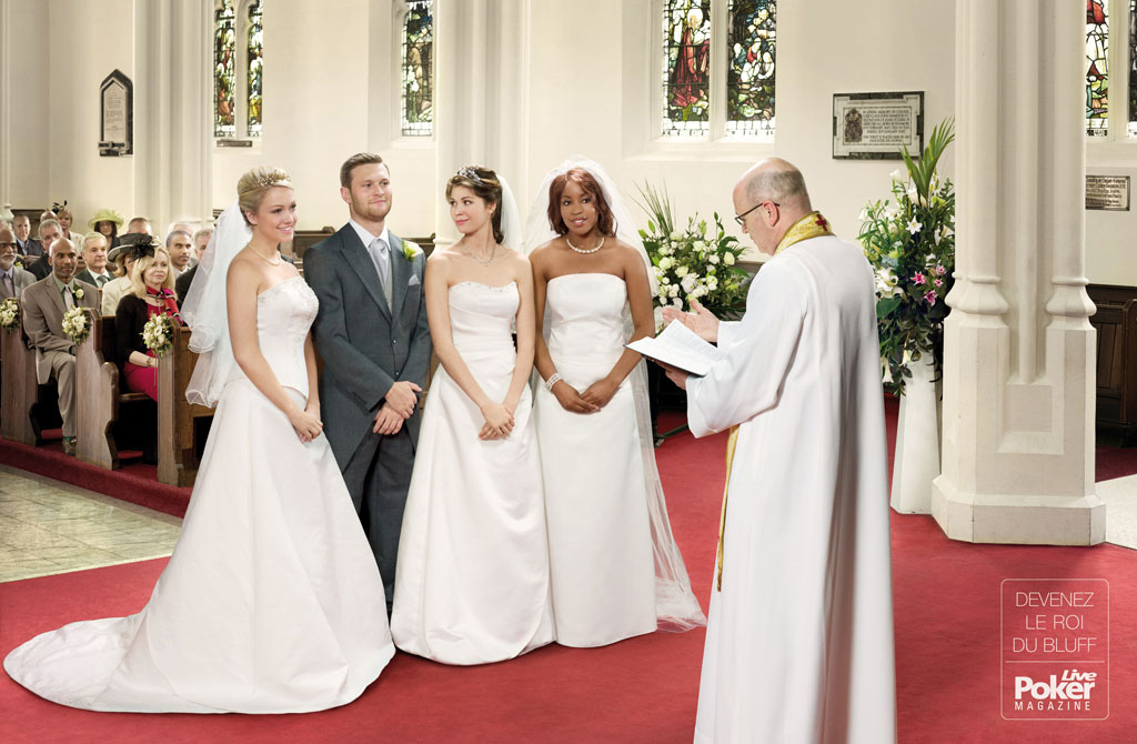 Publicité Live Poker Magazine - Devenez le roi du bluff - Mariage - Homme - 3 femmes