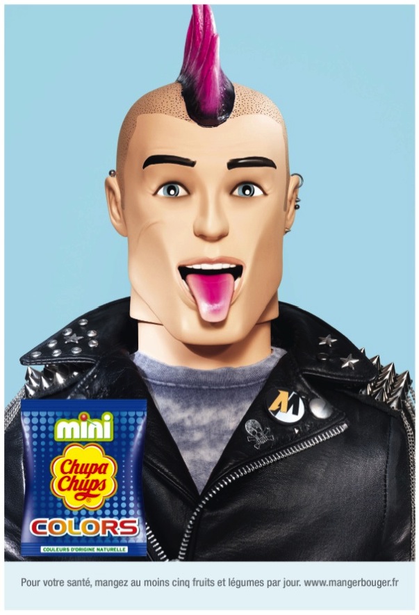Publicité "Mini Chupa ChupsColors - Action Man - Punk - DDB (Paris) - 2014