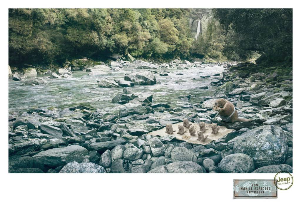 Publicité Jeep- Now, man is expected anywhere - Leo Burnett - France - Castors Statuettes