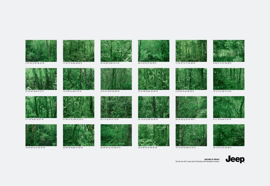 Publicité Jeep - Coordonnées satellite - Forêt - Brésil - 2014