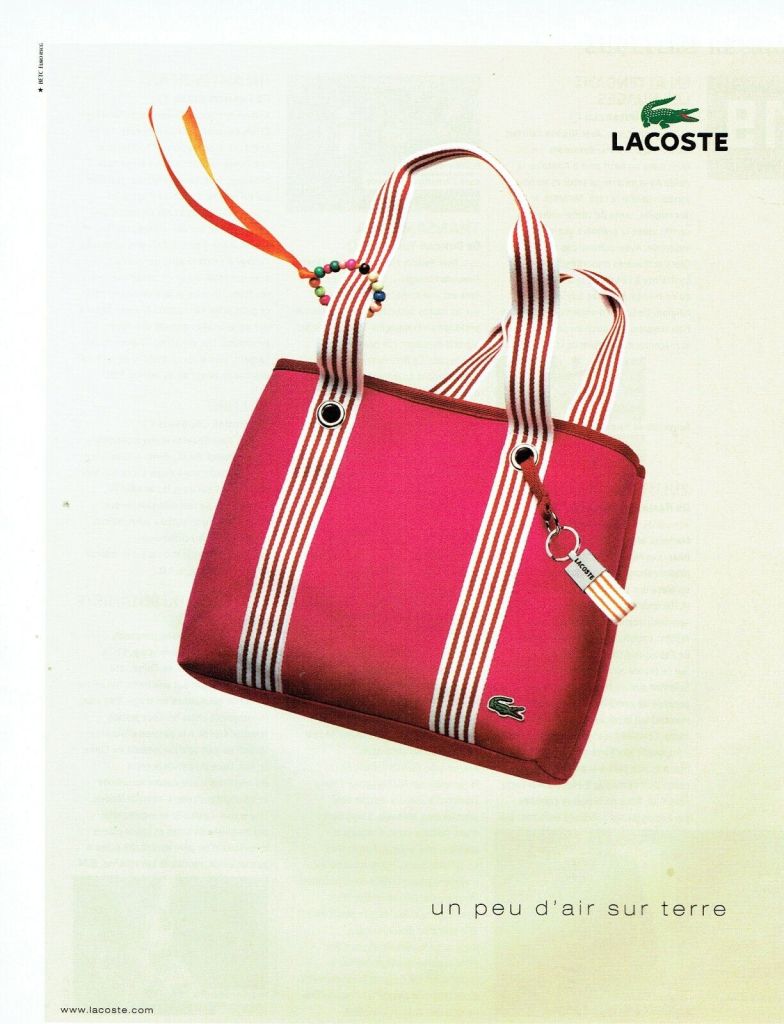 Publicité Lacoste - Un peu d'air sur terre - Sac seul - Agence BETC - 2010