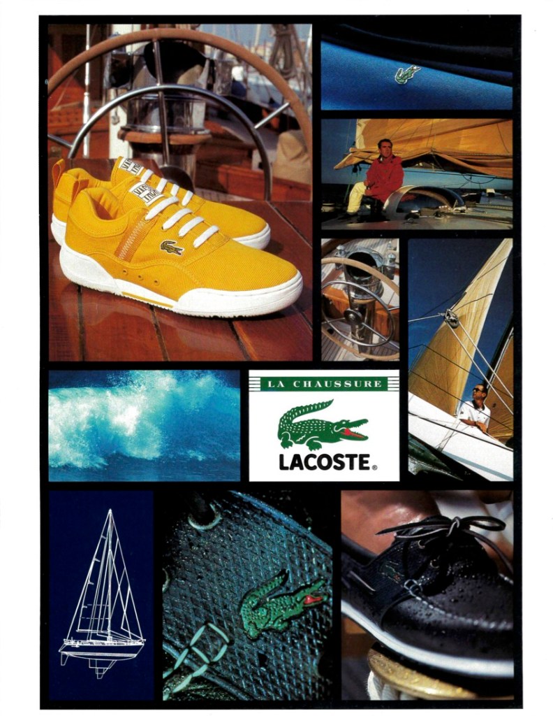 Publicité Lacoste - Chaussures - Jaune - voile - Loïck Peyron - 1994
