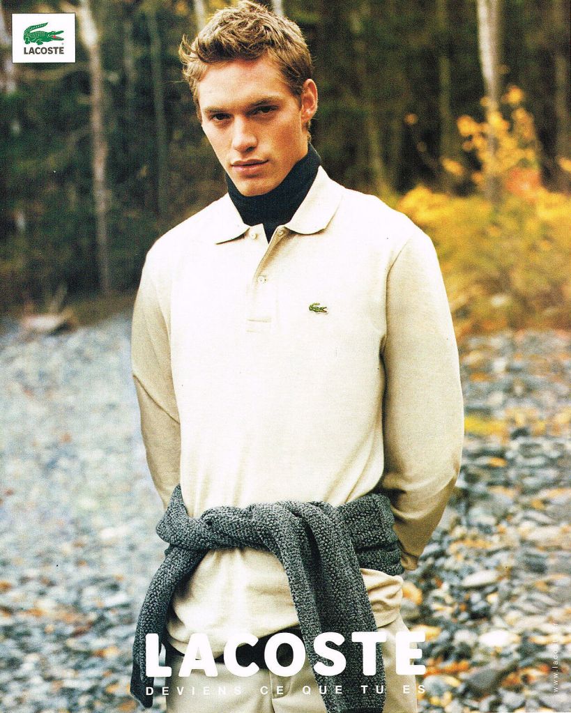 Publicité Lacoste - Deviens ce que tu es - Homme - Sweat Blanc - Agence Euro&RSCG Scher Lafarge - 2000