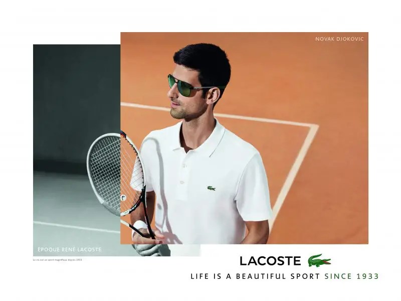 Publicité Lacoste - Life is a beautiful sport since 1933- Agence BETC - Tennis - Roland Garros - Djokovic  - René Lacoste - 2017