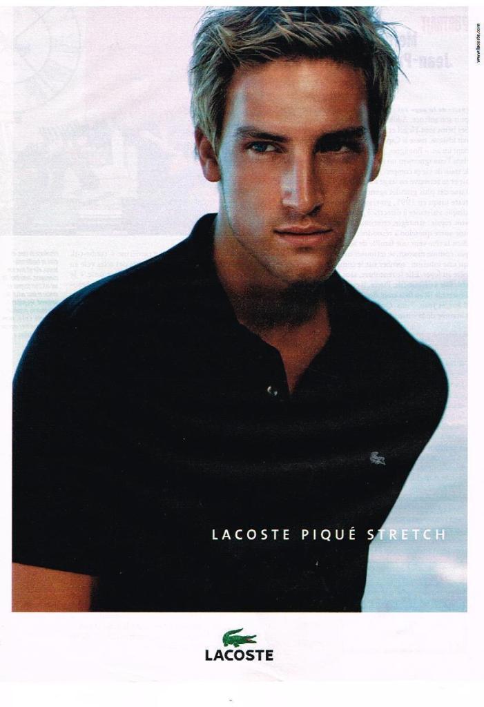 Publicité Lacoste - Page simple - Polo Noir - Homme - Lacoste piqué Stretch - 2004