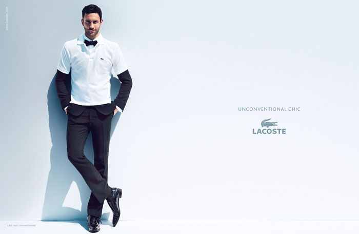 Publicité Lacoste - Campagne Unconventional Chic - Homme chic - polo blanc - BETC - 2012