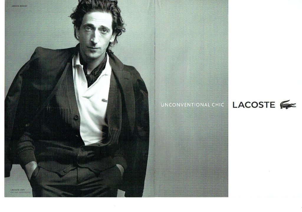 Publicité Lacoste - Campagne Unconventional Chic - Egérie - Adrien Brody - BETC - 2012