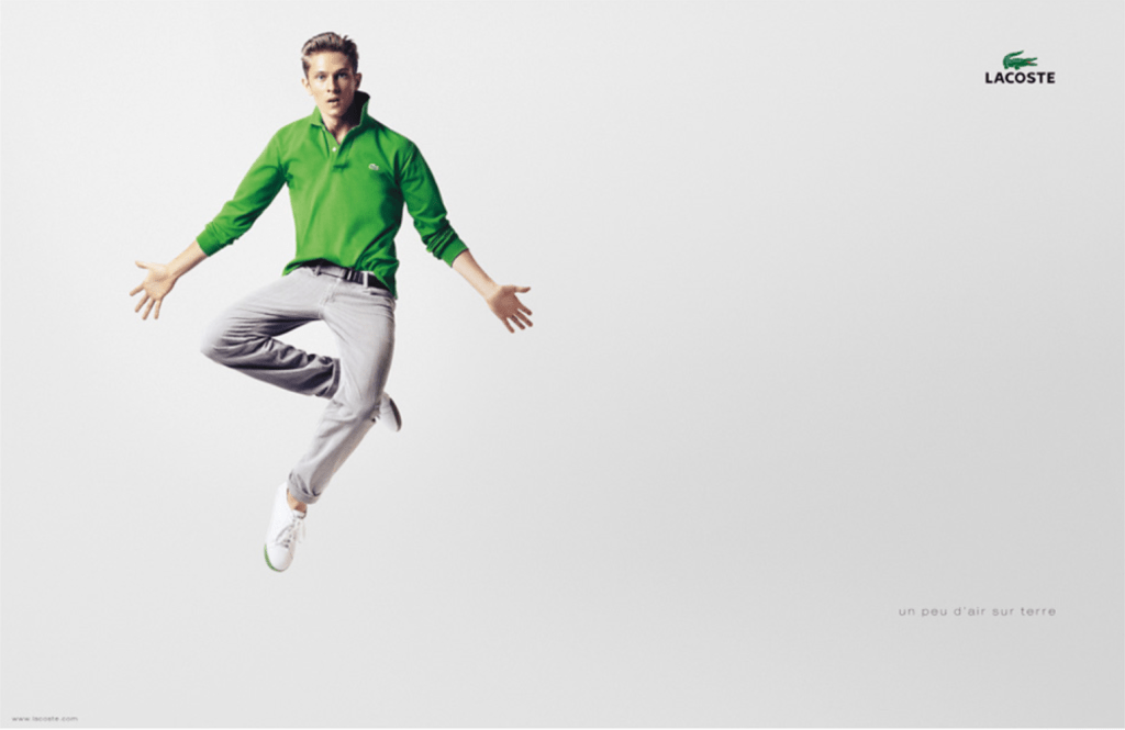 Publicité Lacoste - Un peu d'air sur terre - Suspension - Homme - BETC Etoile Rouge - 2006