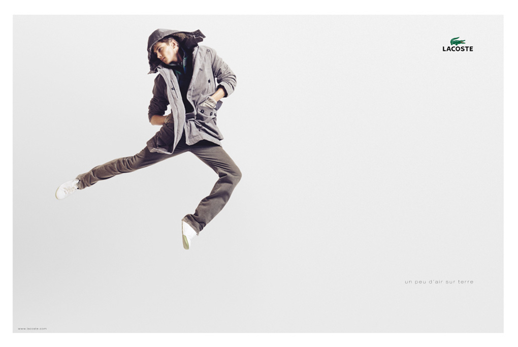 Publicité Lacoste - Un peu d'air sur terre - Suspension - Homme - BETC Etoile Rouge - 2006