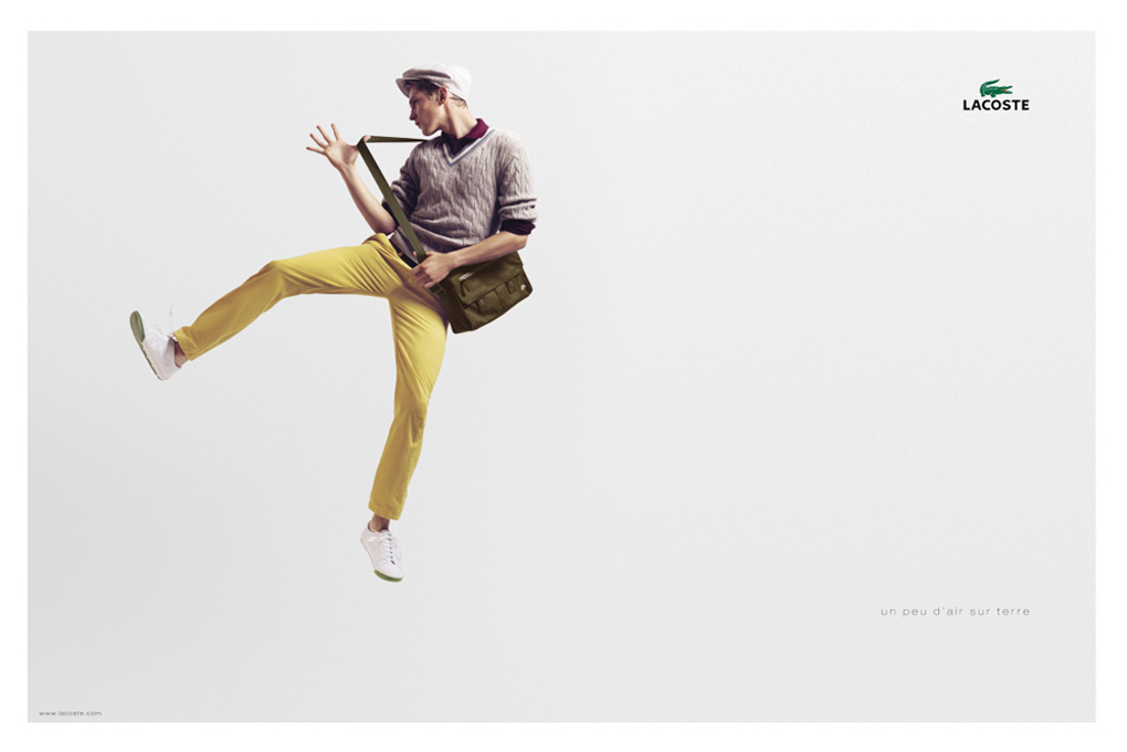 Publicité Lacoste - Un peu d'air sur terre - Suspension - Homme - BETC Etoile Rouge - 2006