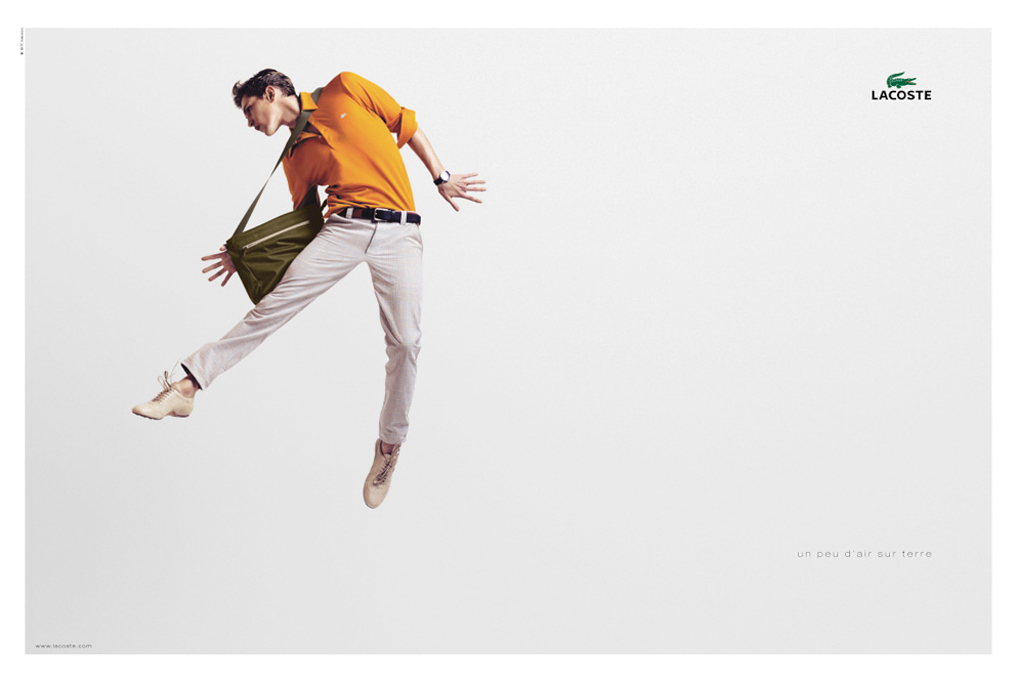 Publicité Lacoste - Un peu d'air sur terre - Suspension - Homme - BETC Etoile Rouge - 2006