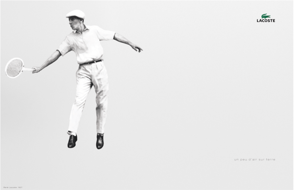 Publicité Lacoste - Un peu d'air sur terre - Suspension - René Lacoste - BETC Etoile Rouge - 2006