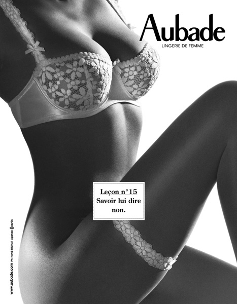 Publicité Aubade - Les leçons - Hervé Bruhat - Agence Carlin - Leçon  n°15 - Savoir lui dire non