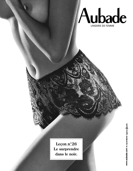 Publicité Aubade - Les leçons - Hervé Bruhat - Agence Carlin - Leçon  n°26 - Le surprendre dans le noir