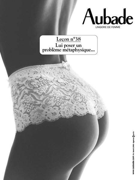 Publicité Aubade - Les leçons - Hervé Lewis - Agence Carlin - Leçon  n°38 - Lui poser un problème métaphysique