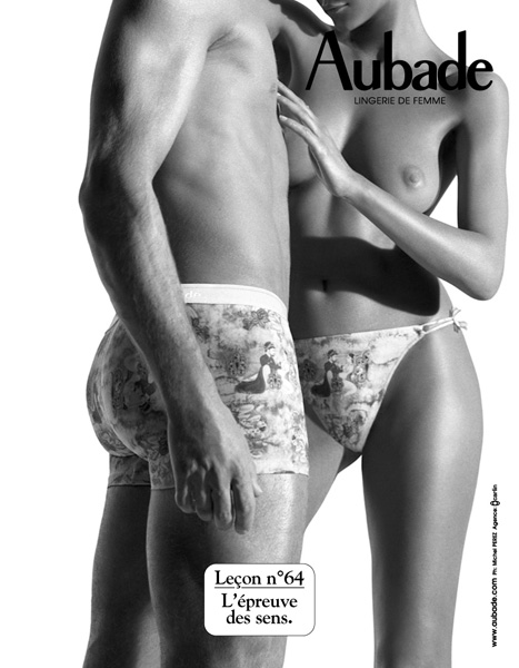 Publicité Aubade - Les leçons - Michel Perez - Agence Carlin - Leçon  n°64 - L'épreuve des sens