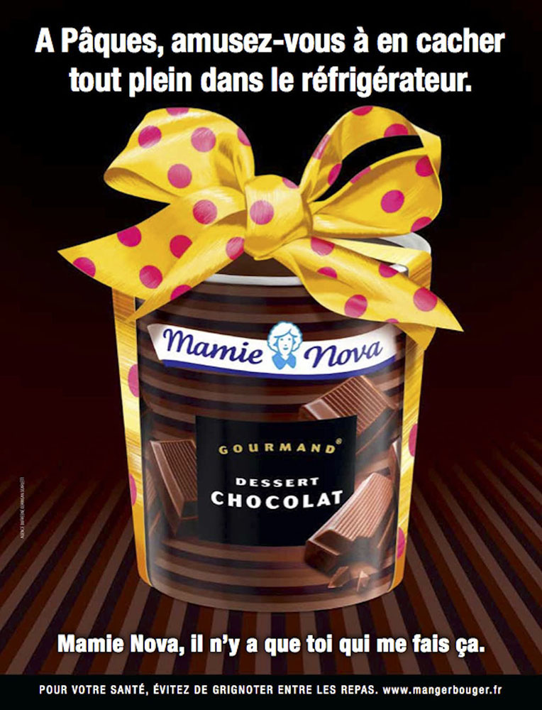 Publicité Mamie Nova - Annonces contextuelles - Chocolat - A Pâques, amusez-vous à en cacher tout plein dans le réfrigérateur - DufresneCorriganScarlett - 2013
