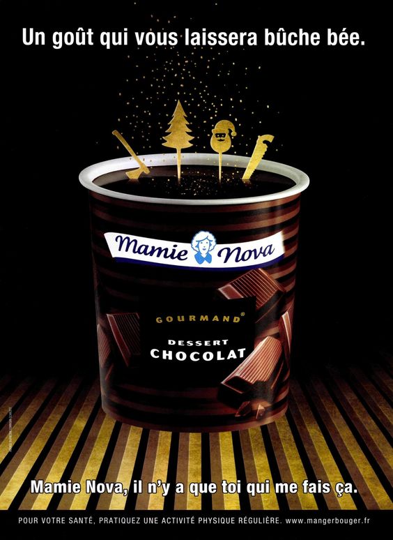Publicité Mamie Nova - Annonces contextuelles - Chocolat - Un goût quii vous laissera bûche bée - DufresneCorriganScarlett