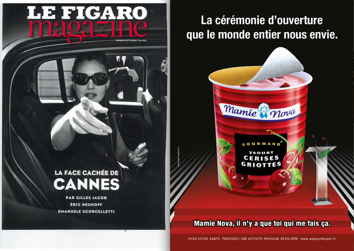 Publicité Mamie Nova - Annonces contextuelles - Cerises griottes - Figaro Magazine - La cérémonie d'ouverture que le monde entier nous envie - DufresneCorriganScarlett - 2014