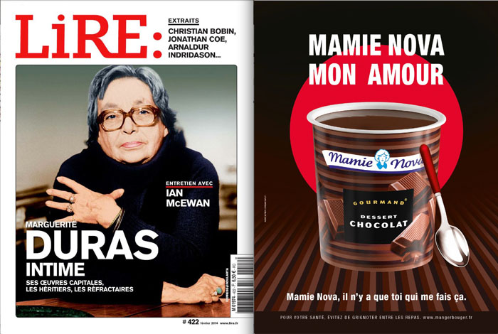 Publicité Mamie Nova - Annonces contextuelles - Chocolat - Lire - Mamie Nova Mon Amour - DufresneCorriganScarlett - 2014
