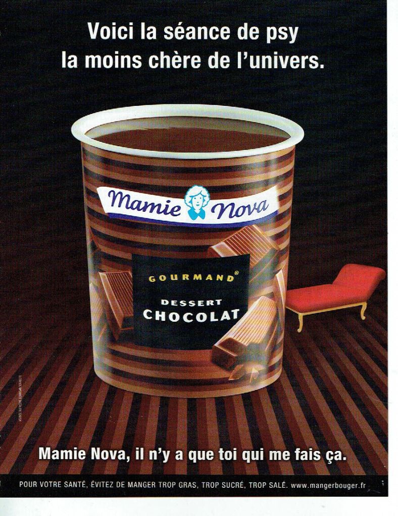 Publicité Mamie Nova - Annonces contextuelles - Chocolat - Voici la séance de psy la moins chère de l'univers - DufresneCorriganScarlett - 2012