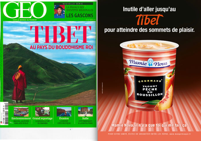 Publicité Mamie Nova - Annonces contextuelles - Pêche du Roussillon - Géo - Inutile d'aller jusqu'au Tibet pour atteindre des sommets de plaisir - DufresneCorriganScarlett - 2014