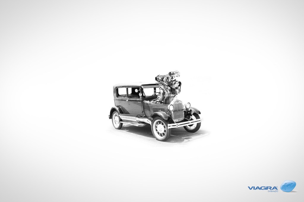 Publicité Viagra - École de publicité - République Dominicaine - vieille voiture - gros moteur - 2014