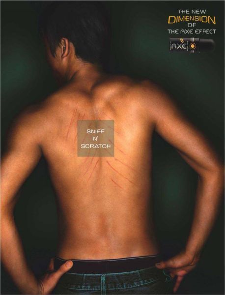 Publicité Axe - Axe Dimension - Homme torse nu avec des griffures dans le dos – Agence BBH Singapour - 2003