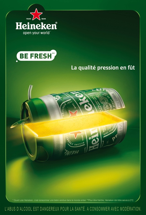 publicité Heineken - Be Fresh - Agence Publicis - 2011 - La qualité pression en fût - Trésor